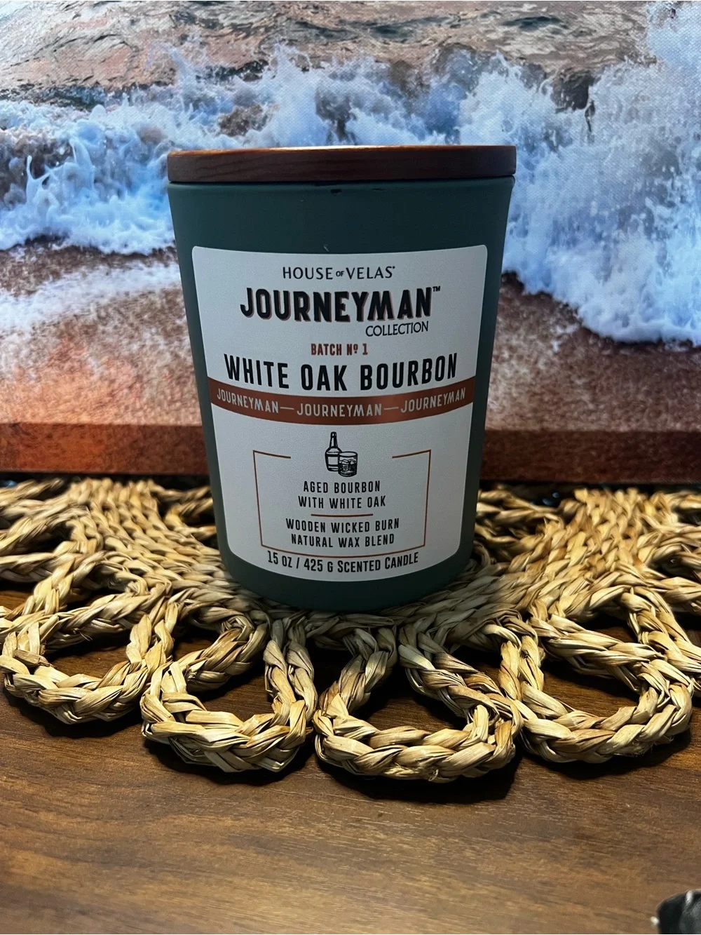 Journeyman White Oak Bourbon Scented Candle - Green